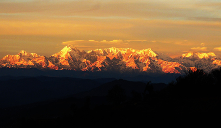 Nanda Devi range at sunset